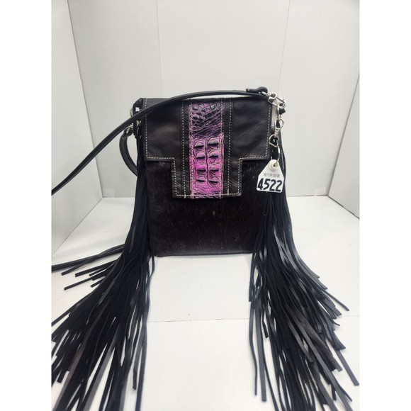 Holy Cow Couture Handbags - Holy Cow Couture Black Cowhide #4522 Women's Crossbody Bag ☆Handmade☆ OOAK NWT
